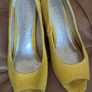 Sacha London Mustard Peep-Toe Heels